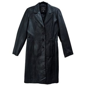 INC. Leather Trench Coat Shimmery Gray